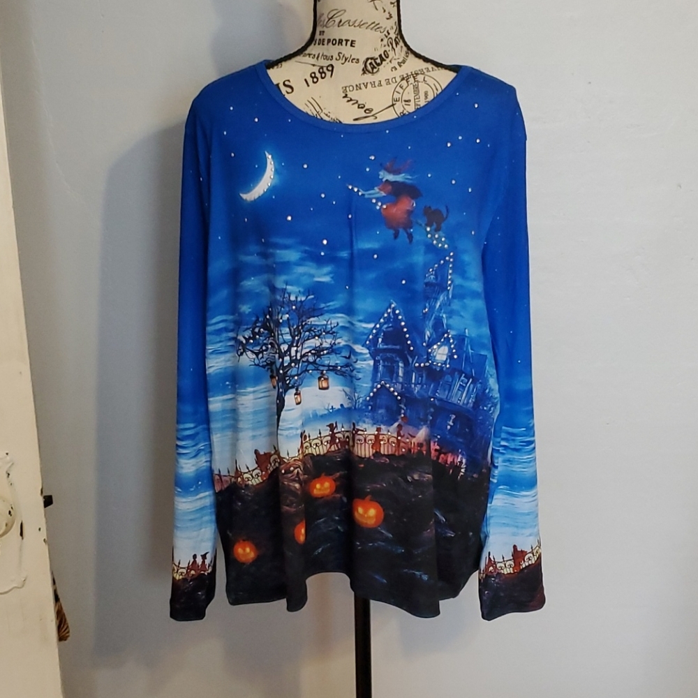 NWT Gloria Vanderbilt Halloween Blouse Size XL